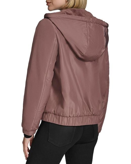 Andrew Marc Brown Dalby Faux Mink Reversible Hoodie