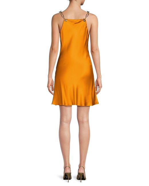 Cult Gaia Orange Nerida Cowlneck Silk Blend Mini Dress