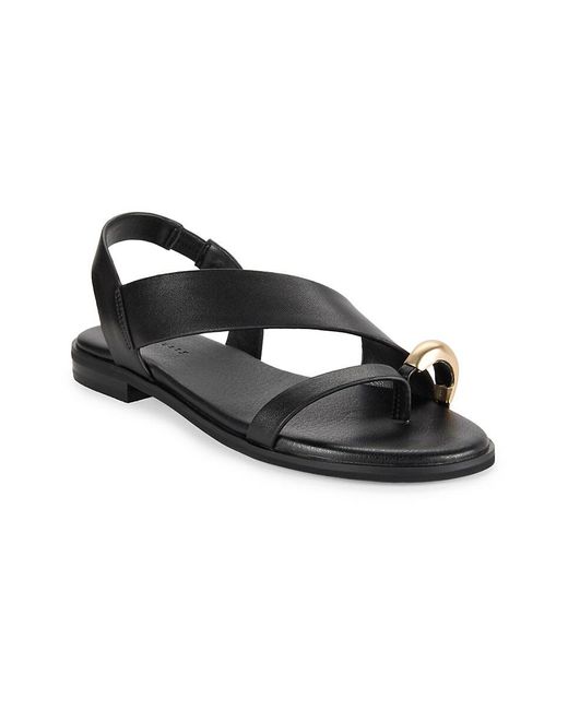 Sanctuary Black Toe Ring Slingback Flat Sandals