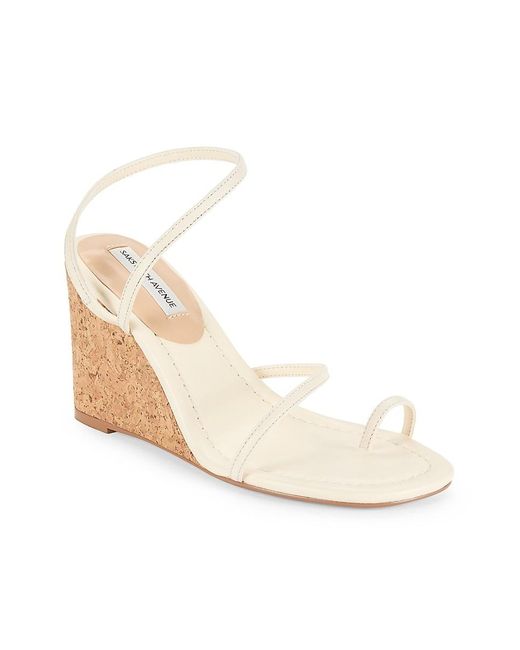 Saks Fifth Avenue Natural Mave Leather Wedge Sandals