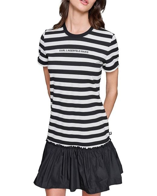Karl Lagerfeld Red Striped Logo Minidress