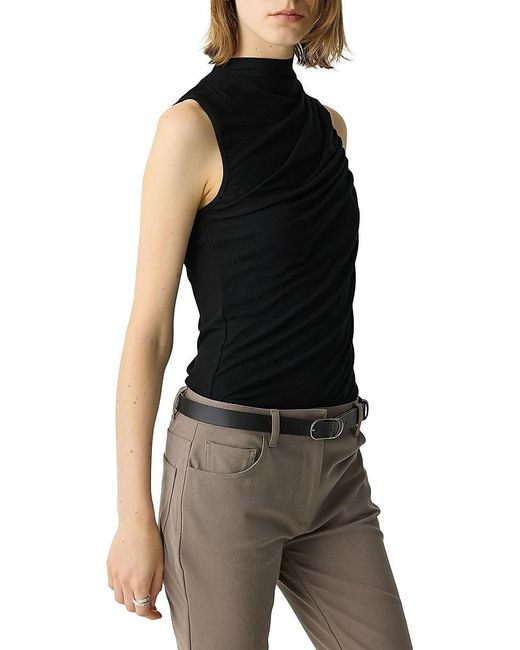Theory Black Stretch Viscose Draped Top