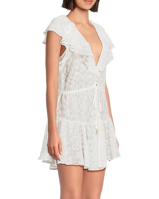 MILLY Blue Dana Leopard Burnout Cover-Up Minidress