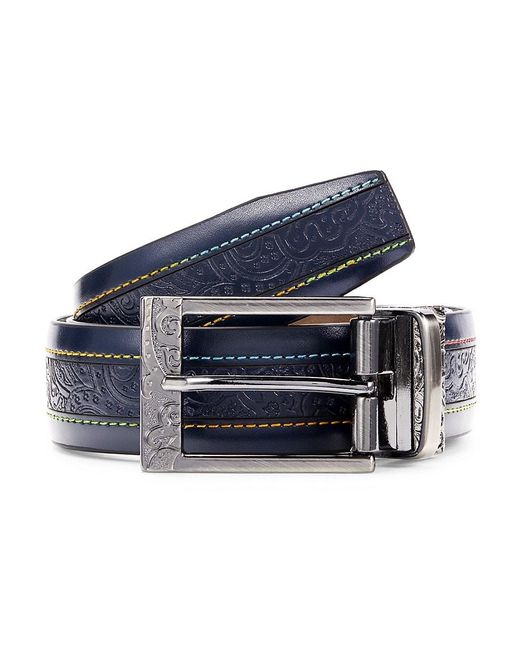 Robert Graham Blue Paisley Reversible Leather Belt for men