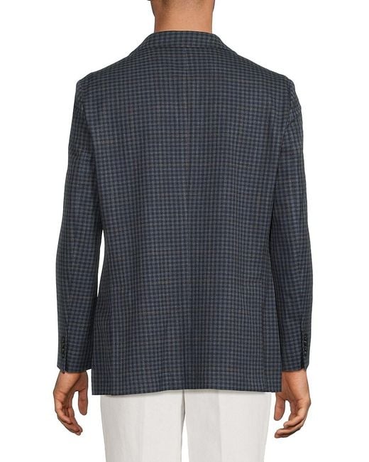 Tommy Hilfiger Blue Checked Wool-Blend Modern-Fit Sport Coat for men