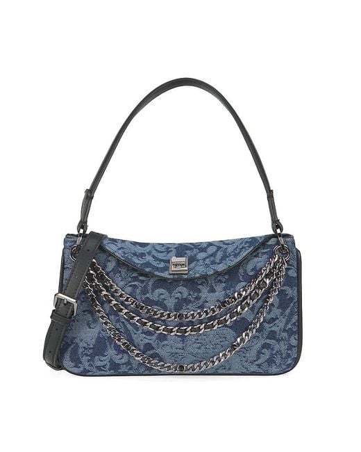 Karl Lagerfeld Blue Nadine Monogram Cotton-Leather Crossbody Bag