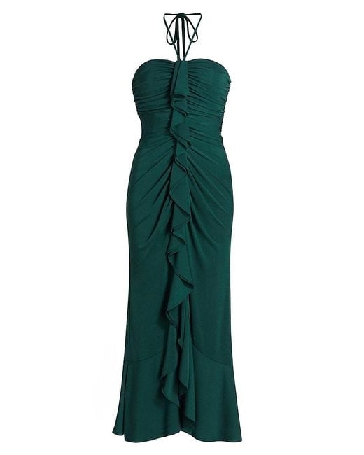 Cinq À Sept Green Zenni Ruffle Midi-Dress