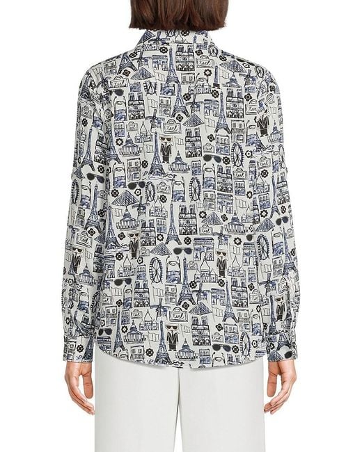 Karl Lagerfeld Gray Whimsical Print Button-Front Shirt