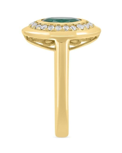 Effy Metallic 14K, Natural Emerald & 0.22 Tcw Diamond Ring