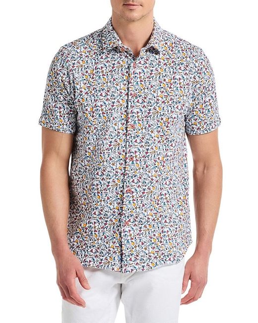 Robert Graham Gray Summer Sails Printed Cotton-Blend Shirt for men