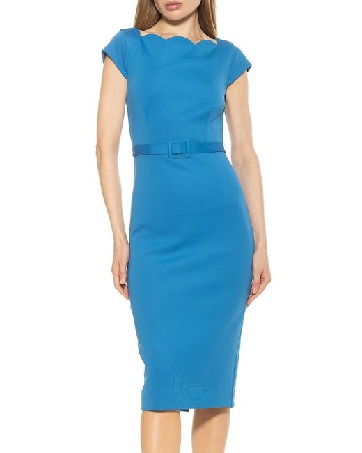 Alexia Admor Blue Lavinia Belted Midi Dress