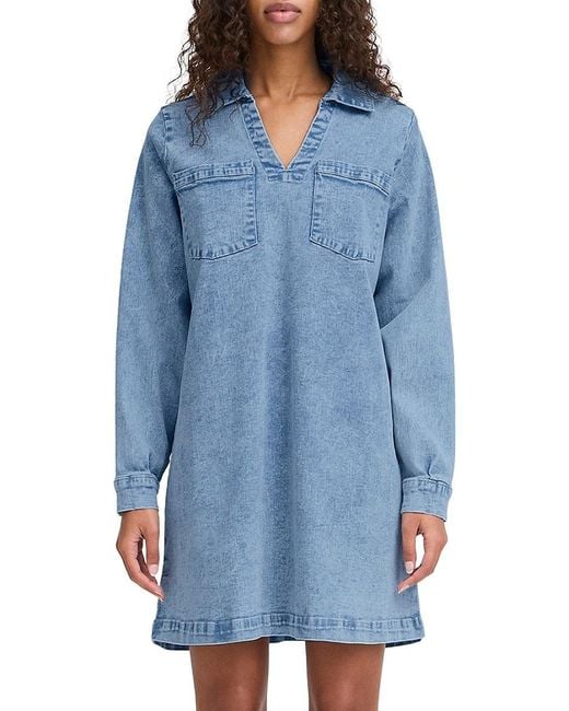 Ichi Blue Denim Minidress