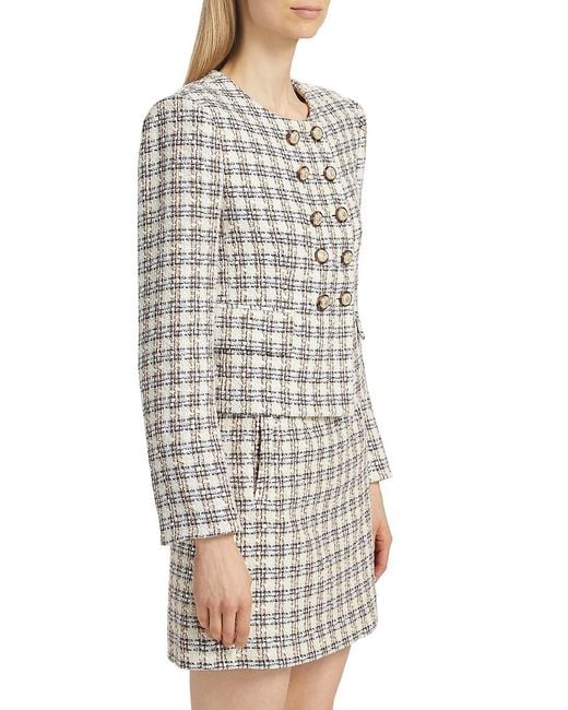 Veronica Beard Gray Bentley Check Tweed Crop Jacket
