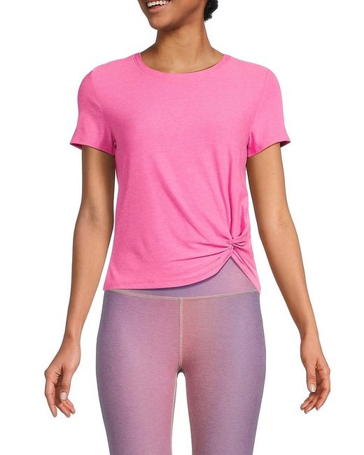 Beyond Yoga Pink Featherweight Twisted Tee