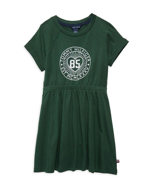 Tommy Hilfiger Green Little Girl's Varsity Logo T Shirt Dress