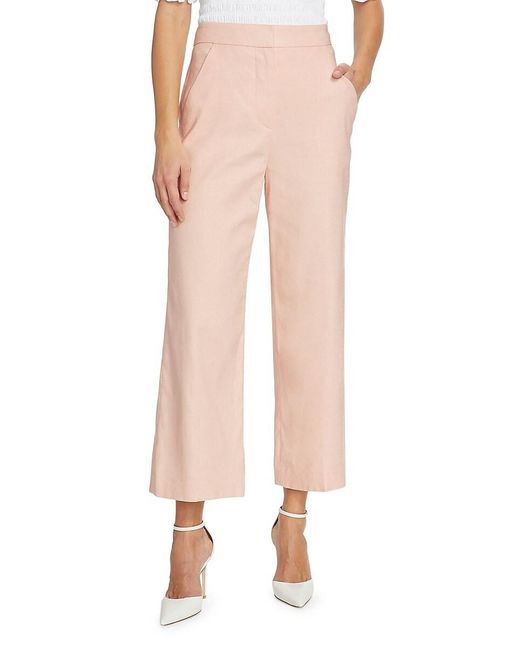 Veronica Beard Pink Brixton Linen-Blend Crop Pants