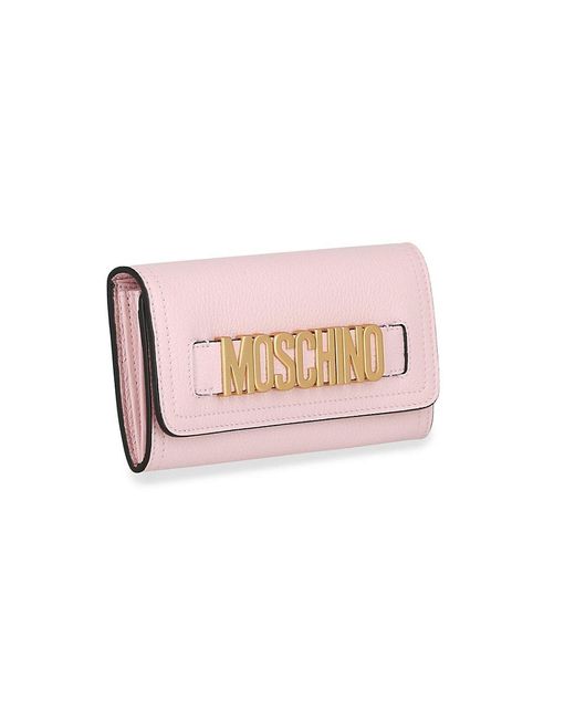 Moschino Pink Logo Leather Continental Wallet