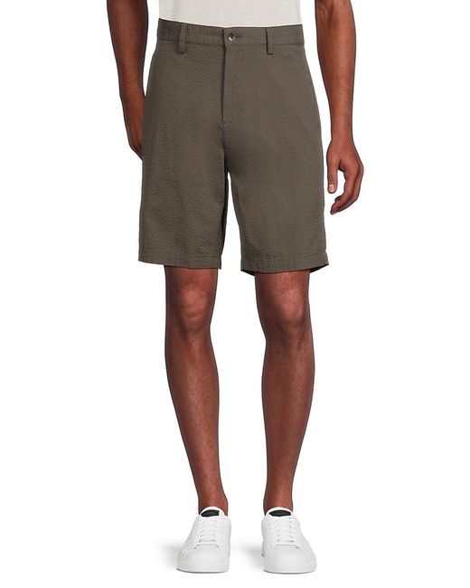 Slate & Stone Gray Flat Front Seersucker Shorts for men