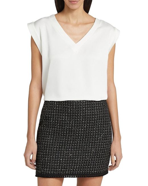 If Only Studio White Lori Satin Cap-Sleeve Top