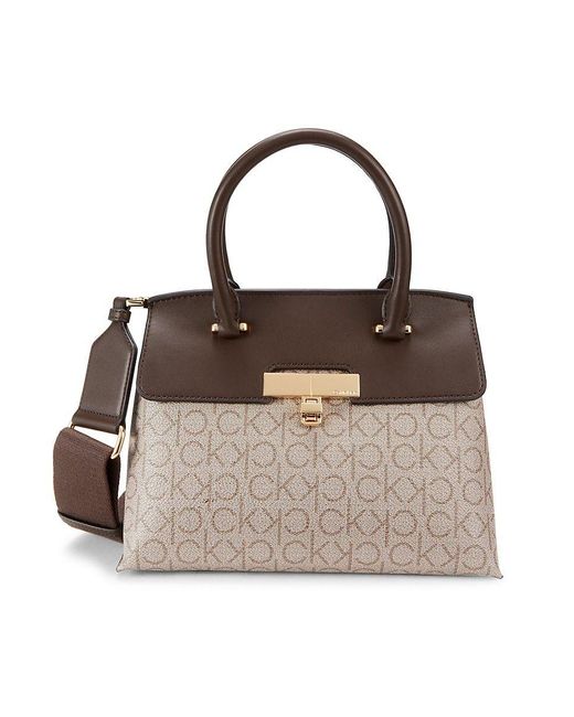 Calvin Klein Becky Monogram Print Satchel in Black Lyst