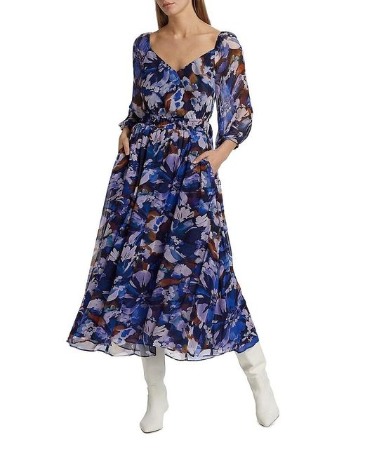 10 Crosby Derek Lam Women's Blue Katie Floral Maxi Dress 10 Crosby Derek Lam Women's Blue Katie Floral Maxi Dress