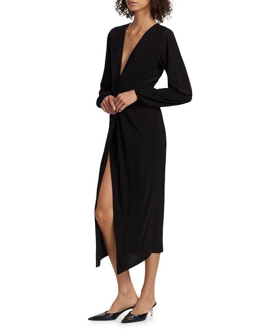 Ramy Brook Black Sutton Twist-Front Jersey Midi-Dress