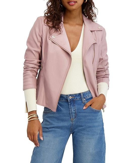 Kensie Black Faux Leather Moto Jacket