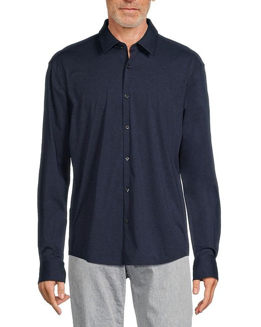 HUGO Blue Ermo Slim Fit Knit Button Down Shirt for men