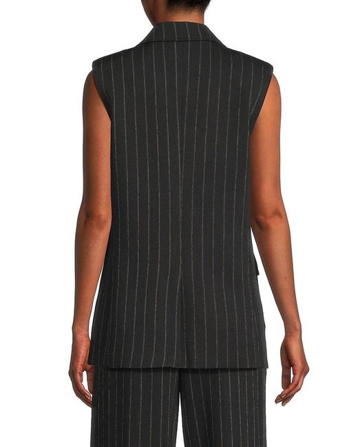 DKNY Black Striped Sleeveless Blazer