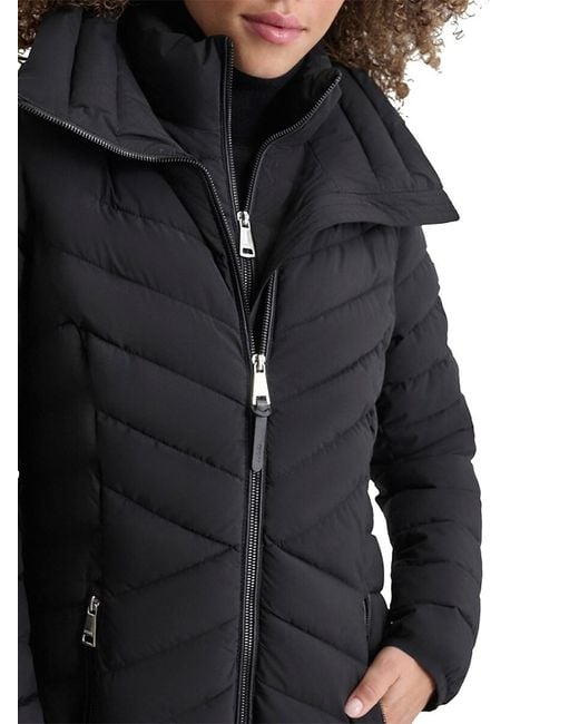 DKNY Black Bib Puffer Coat
