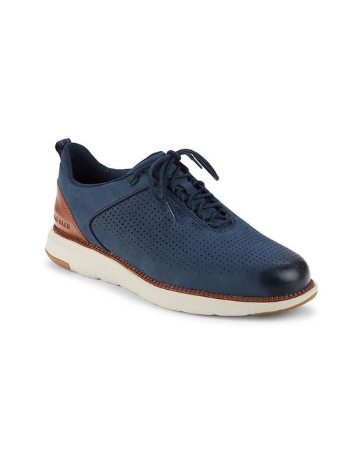 Cole Haan Blue Grand Atlantic Leather Perforated Sneakers for men