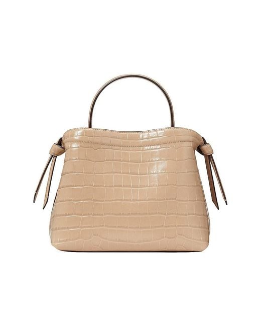 Kate Spade Natural Knott Croc-Embossed Leather Top-Handle Bag