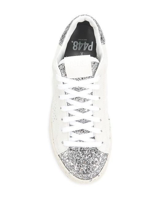 P448 White Leather Low-Top Sneakers