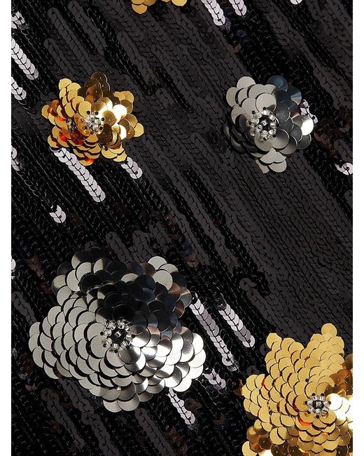 MILLY Black Selene 3D Floral Sequin Minidress