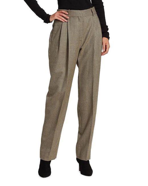 Blazé Milano Natural Kaos Everyday Houndstooth Wool Pleated High Rise Trousers