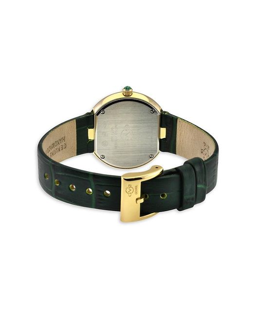 Gv2 Arezzo 33mm Ip Yellow Goldtone Stainless Steel, Green Malchaite & 0.144 Tcw Diamond Watch