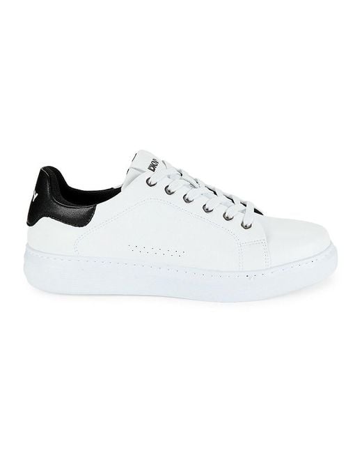 DKNY White Logo Leather Low Top Sneakers for men