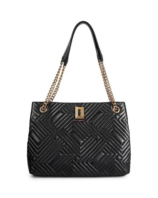 Karl Lagerfeld Black Lafayette Quilted Leather Tote
