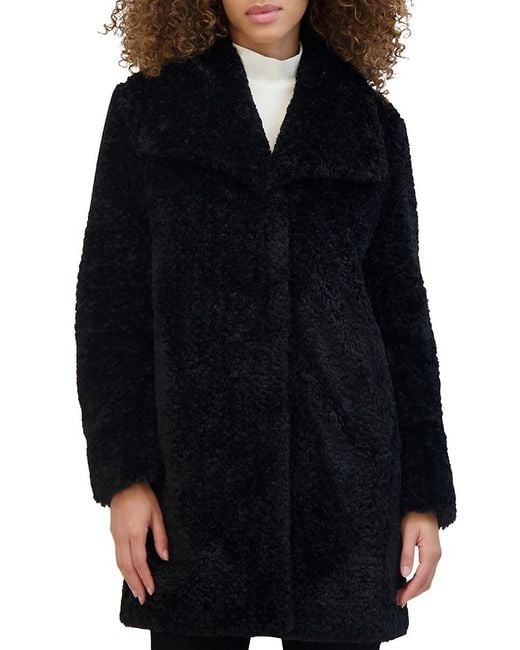 Kenneth Cole Natural Longline Teddy Coat