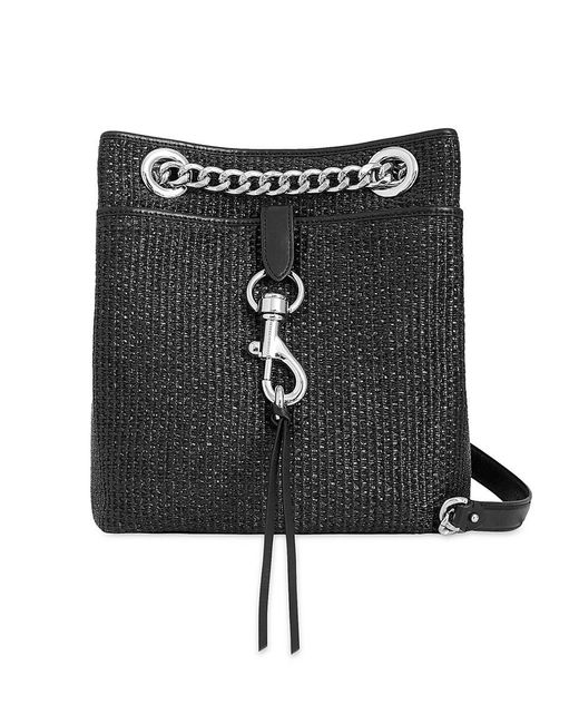 Rebecca Minkoff Black Edie Woven Leather Bucket Bag