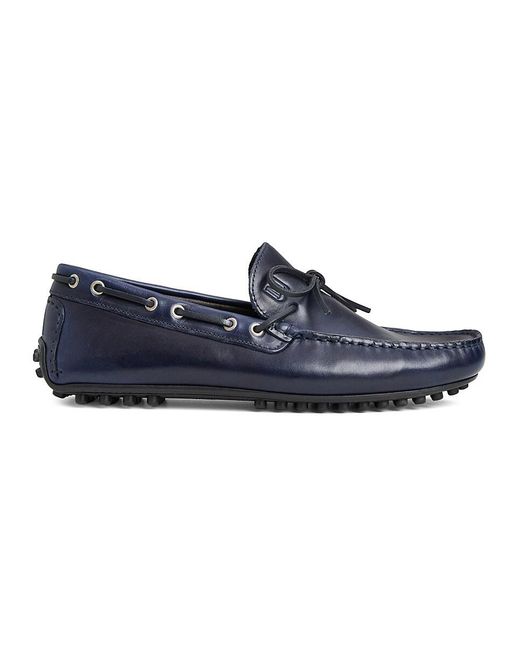Bruno Magli Blue Tino Leather Driving Loafers for men