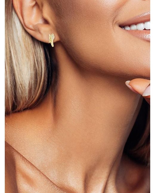 Chloe and Madison Metallic Rhodium-Plated Sterling & Cubic Zirconia Bypass Snake Huggie Earrings