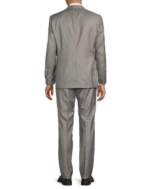Heritage Gold Gray Textured Single-Breasted Wool Suit for men