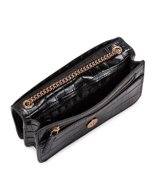 Karl Lagerfeld Black Lafayette Croc Embossed Leather Shoulder Bag