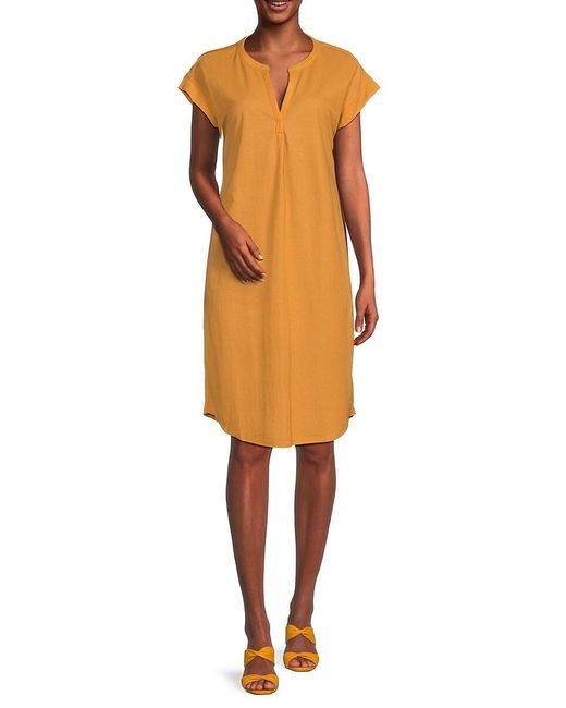 Bobeau Yellow Splitneck Shift Dress