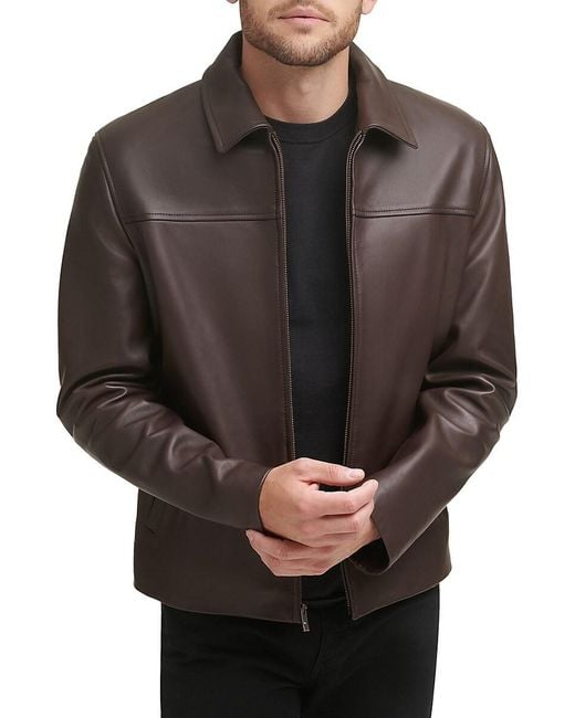 Cole Haan Black Smooth Lamb Leather Jacket for men