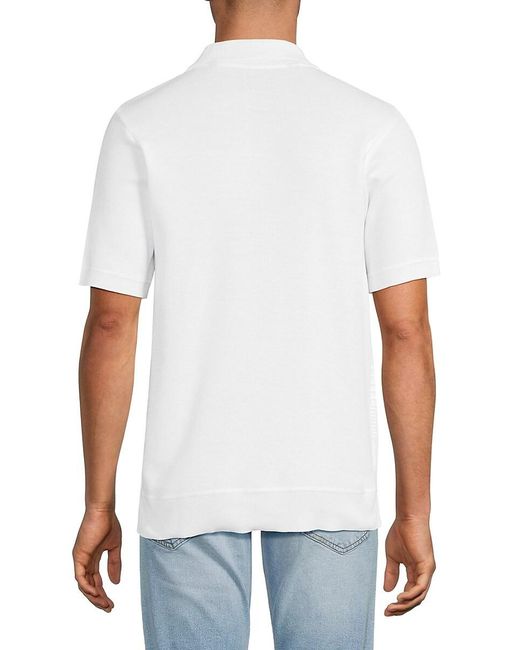 Buffalo David Bitton White Worden Quarter-Button Polo Shirt for men