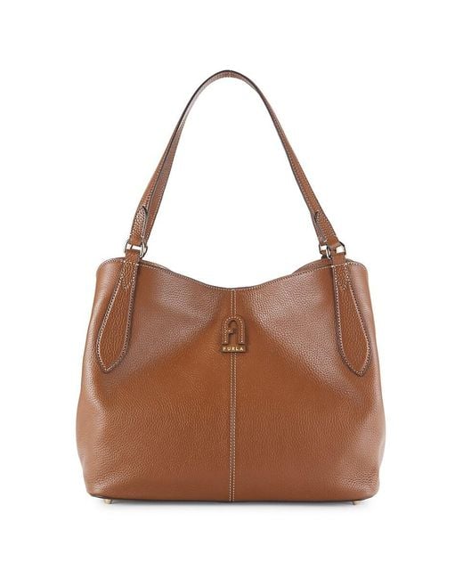 Furla Dafne Leather Hobo Bag in Brown | Lyst