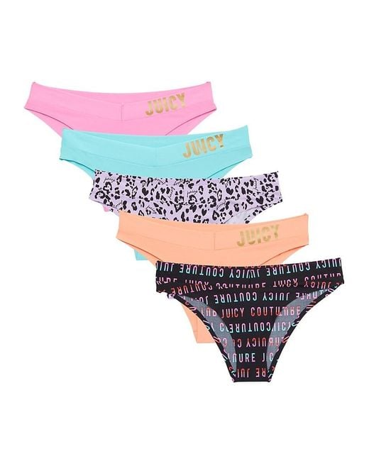 🦋👑💕NWT JUICY COUTURE thong panties 5-pack butterfly XL