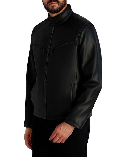Karl Lagerfeld Black Faux Leather Jacket for men
